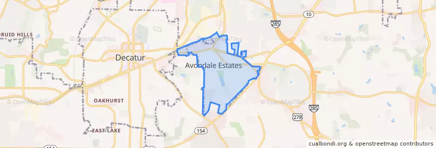 Mapa de ubicacion de Avondale Estates.