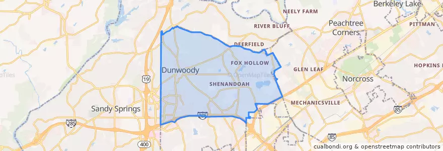 Mapa de ubicacion de Dunwoody.