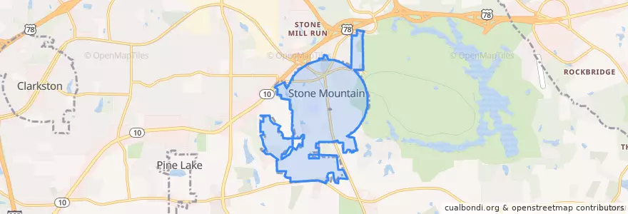 Mapa de ubicacion de Stone Mountain.