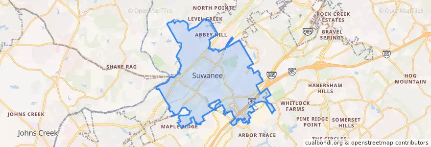 Mapa de ubicacion de Suwanee.