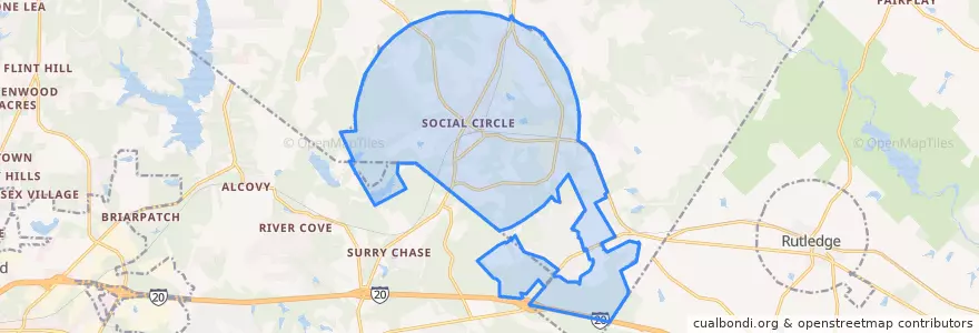 Mapa de ubicacion de Social Circle.