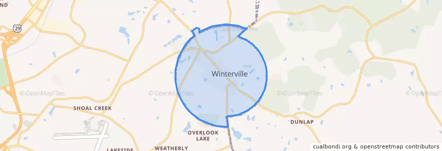Mapa de ubicacion de Winterville.