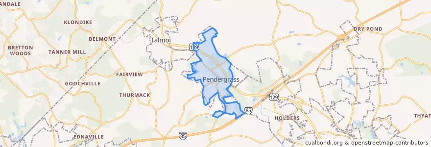 Mapa de ubicacion de Pendergrass.