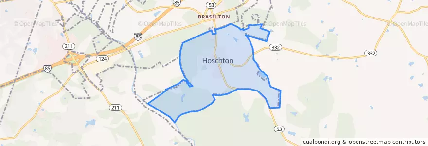 Mapa de ubicacion de Hoschton.