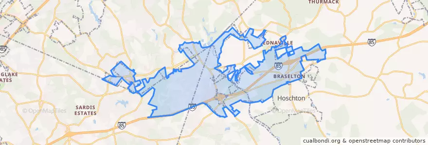 Mapa de ubicacion de Braselton.
