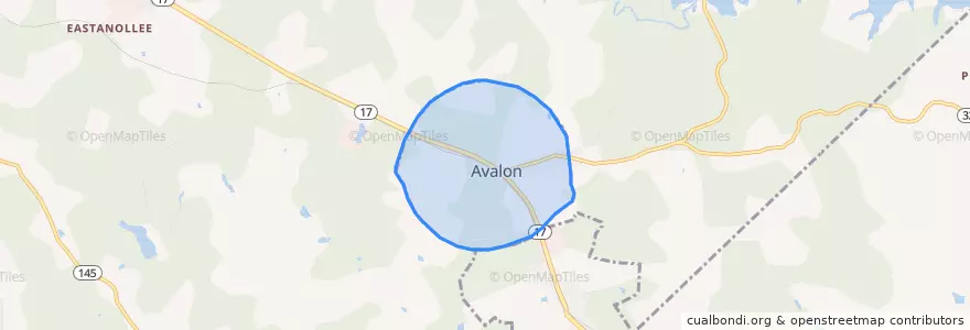 Mapa de ubicacion de Avalon.