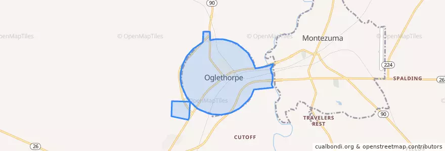Mapa de ubicacion de Oglethorpe.