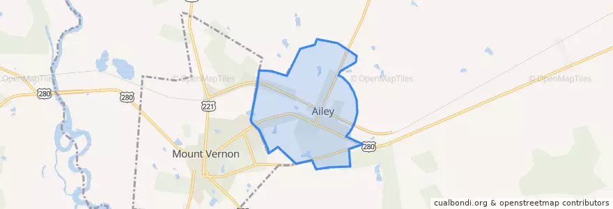 Mapa de ubicacion de Ailey.
