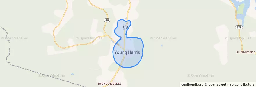 Mapa de ubicacion de Young Harris.