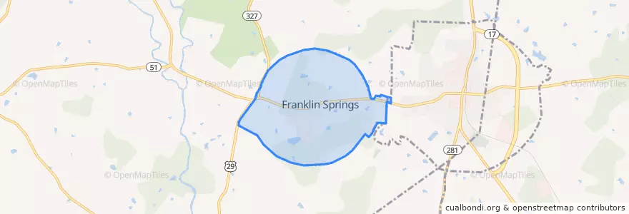 Mapa de ubicacion de Franklin Springs.