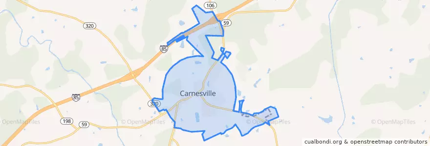 Mapa de ubicacion de Carnesville.