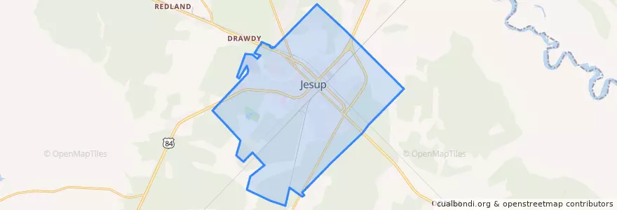 Mapa de ubicacion de Jesup.