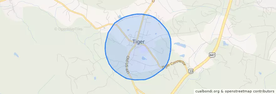 Mapa de ubicacion de Tiger.