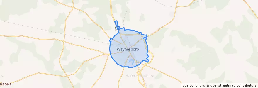 Mapa de ubicacion de Waynesboro.