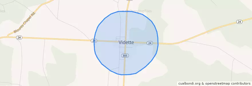 Mapa de ubicacion de Vidette.