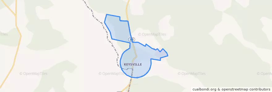 Mapa de ubicacion de Keysville.