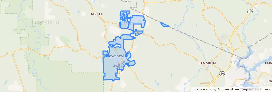 Mapa de ubicacion de Dawsonville.