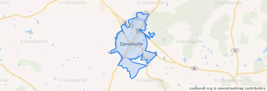 Mapa de ubicacion de Danielsville.