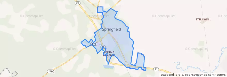 Mapa de ubicacion de Springfield.