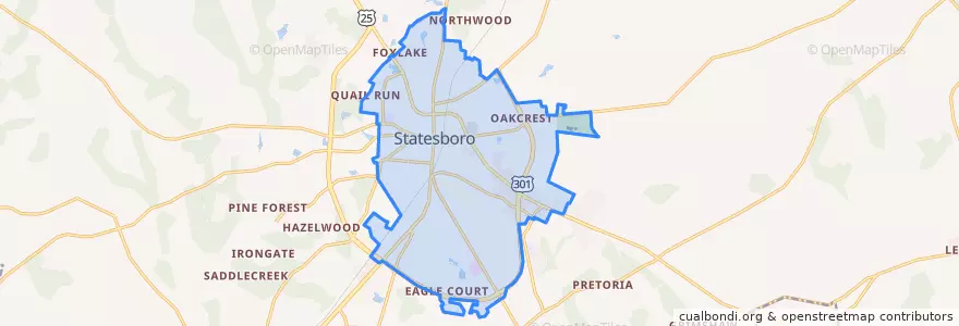 Mapa de ubicacion de Statesboro.