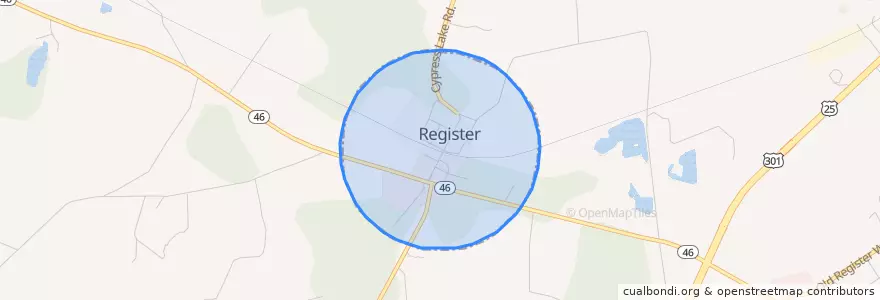 Mapa de ubicacion de Register.