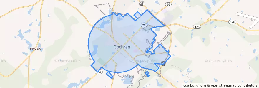 Mapa de ubicacion de Cochran.