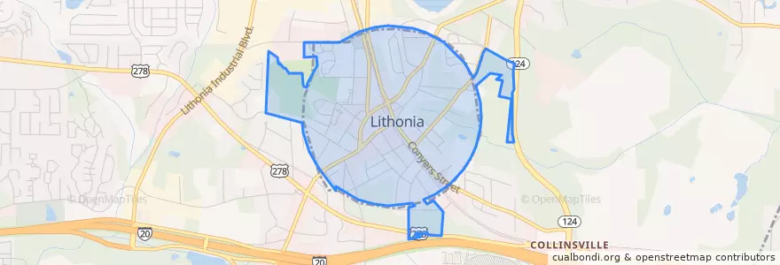 Mapa de ubicacion de Lithonia.