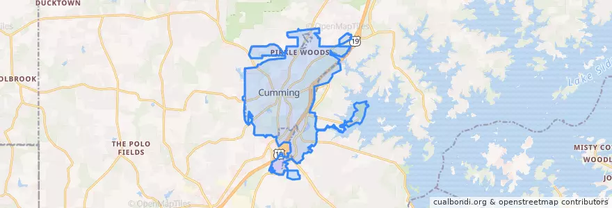Mapa de ubicacion de Cumming.
