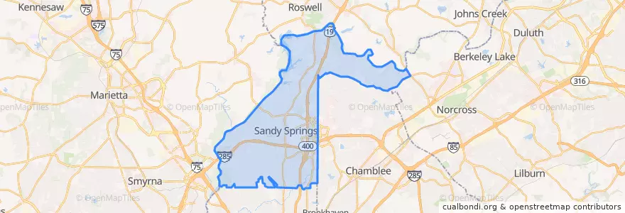 Mapa de ubicacion de Sandy Springs.