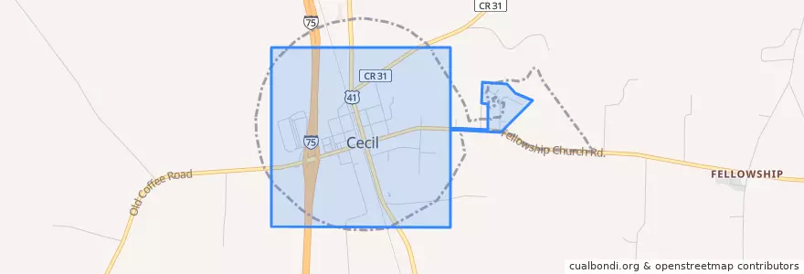 Mapa de ubicacion de Cecil.