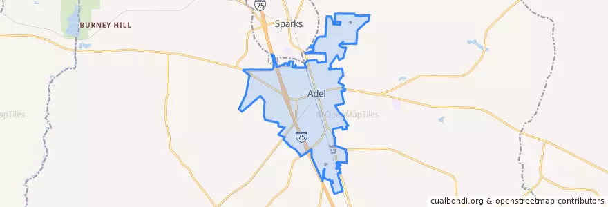 Mapa de ubicacion de Adel.