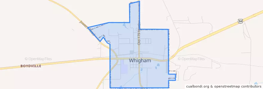 Mapa de ubicacion de Whigham.