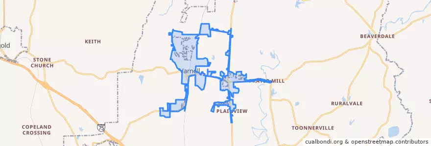 Mapa de ubicacion de Varnell.