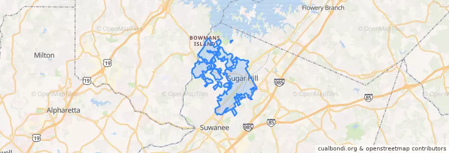 Mapa de ubicacion de Sugar Hill.