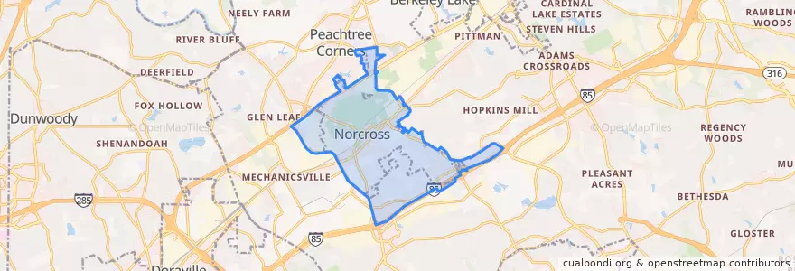 Mapa de ubicacion de Norcross.