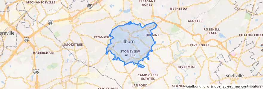 Mapa de ubicacion de Lilburn.