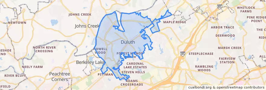 Mapa de ubicacion de Duluth.