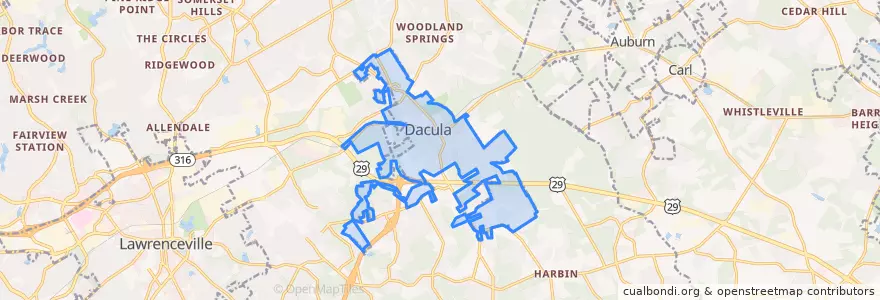 Mapa de ubicacion de Dacula.