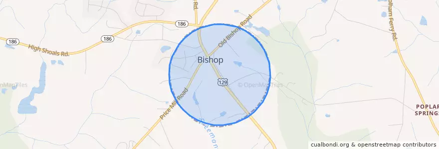 Mapa de ubicacion de Bishop.