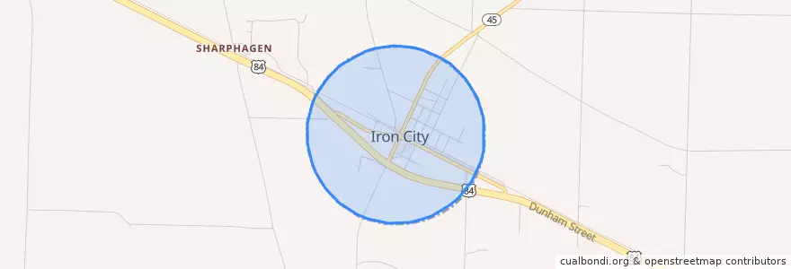 Mapa de ubicacion de Iron City.