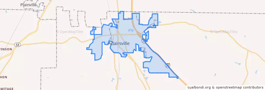 Mapa de ubicacion de Adairsville.