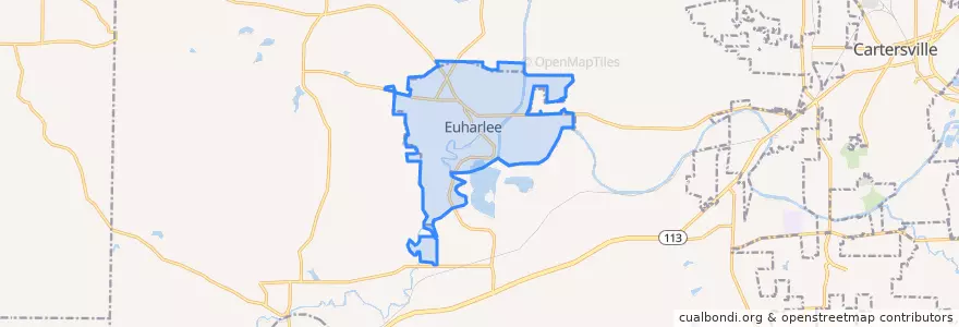 Mapa de ubicacion de Euharlee.
