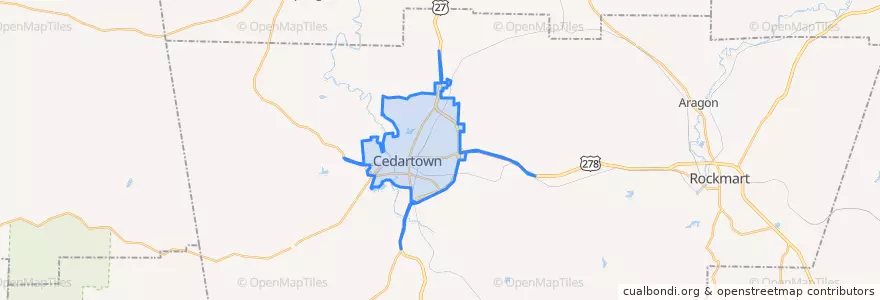 Mapa de ubicacion de Cedartown.