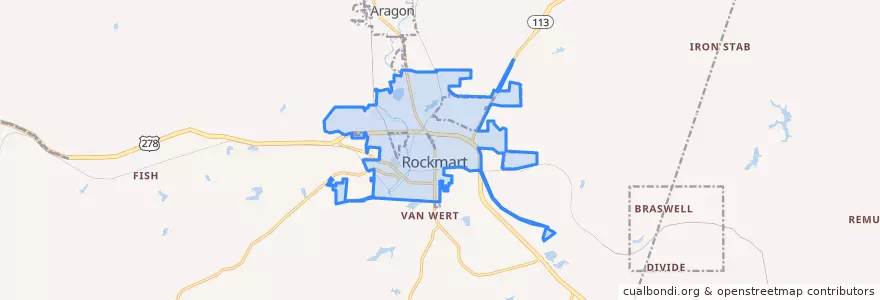 Mapa de ubicacion de Rockmart.