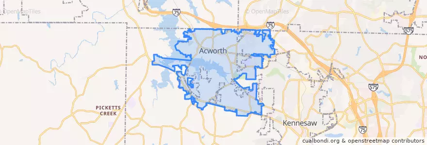 Mapa de ubicacion de Acworth.