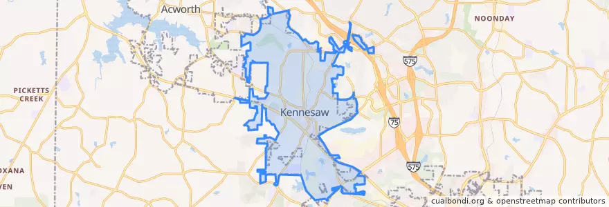 Mapa de ubicacion de Kennesaw.