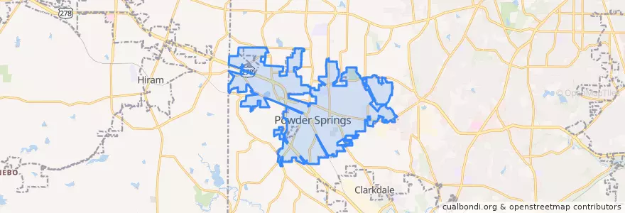 Mapa de ubicacion de Powder Springs.