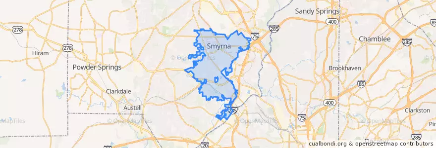 Mapa de ubicacion de Smyrna.