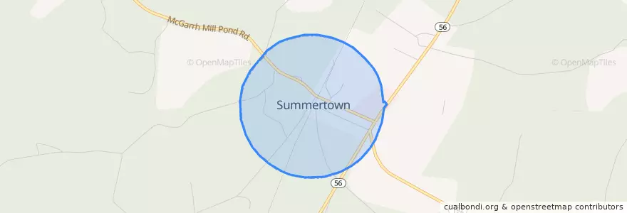 Mapa de ubicacion de Summertown.