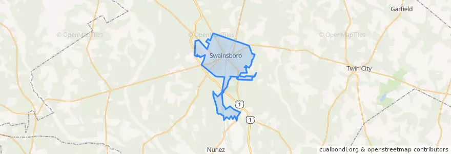 Mapa de ubicacion de Swainsboro.